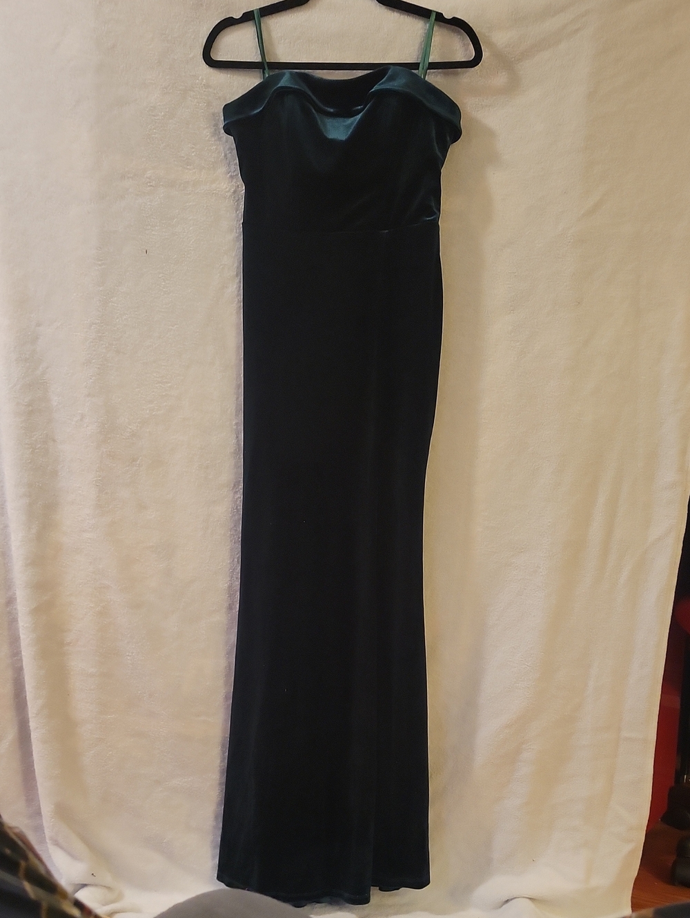 Crystal Doll Forest Green Velvet Maxi Dress